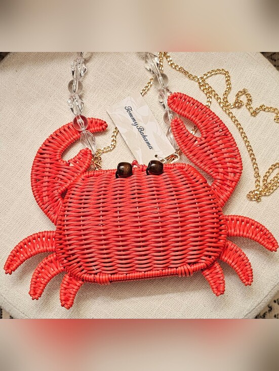 Tommy Bahama Handbags - Tommy Bahama Red Crab Wicker Woven Crossbody Bag